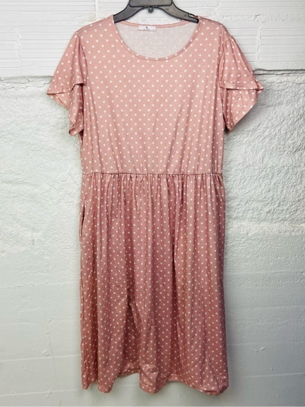 IT Women's Pink Polka Dot Short Sleeve midi Dress size XL